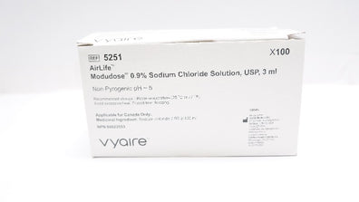 Vyaire 5251 AirLife Modudose 0.9% Sodium Chloride Solution, USP 3mL - Box of 68